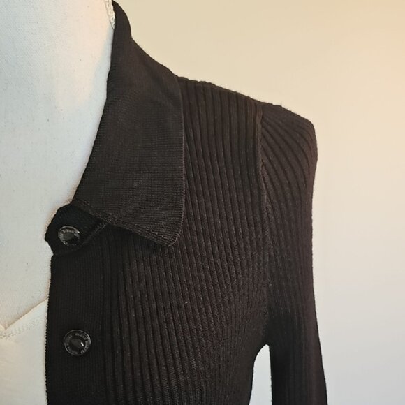 White House Black Market Black Ribbed Cardigan - Picture 3 of 6